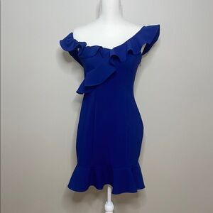 Likely Elegant Blue Off-Shoulder Dress Size 8 NWT